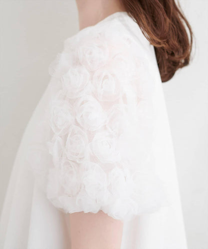 natural couture 花朵蕾絲泡泡袖T恤