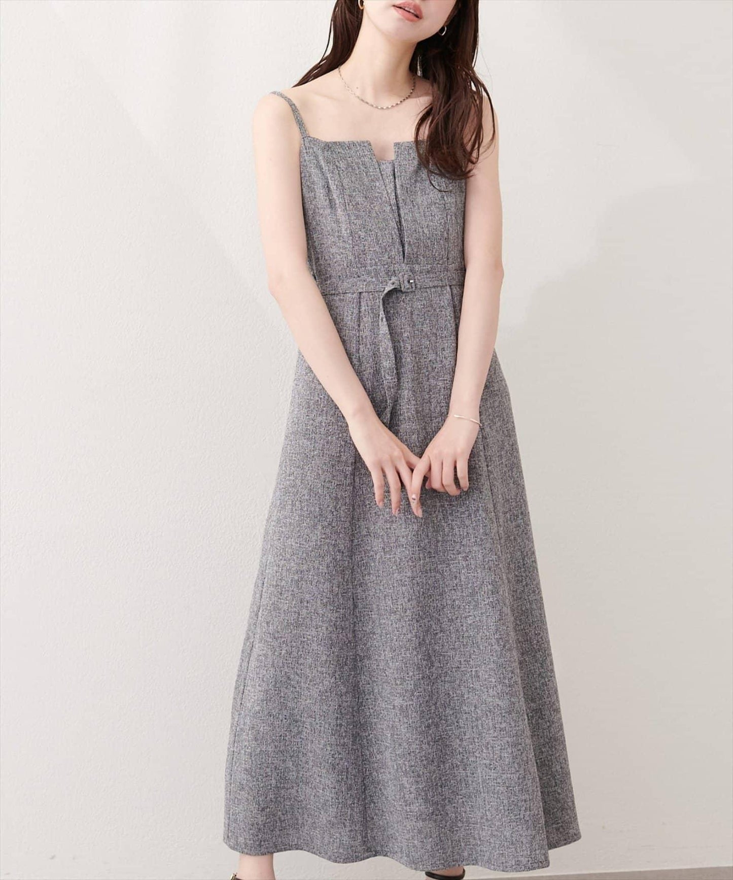 natural couture 前開叉吊帶連衣裙
