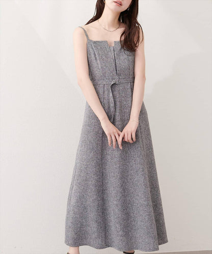 natural couture 前開叉吊帶連衣裙