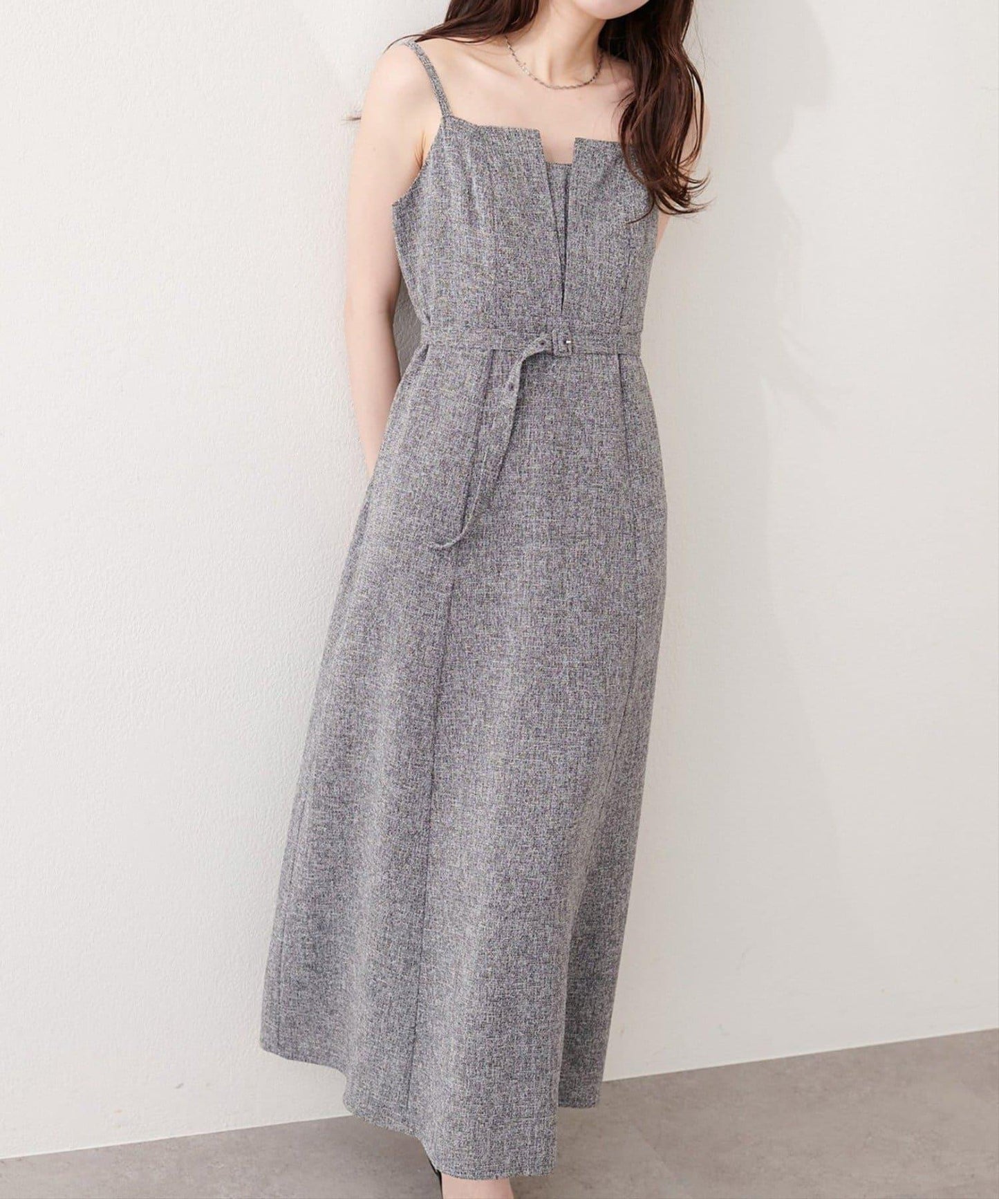 natural couture 前開叉吊帶連衣裙