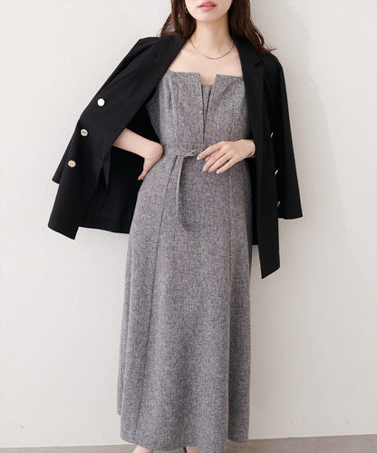 natural couture 前開叉吊帶連衣裙