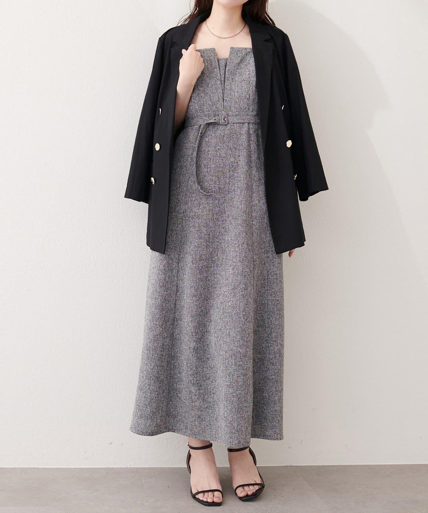 natural couture 前開叉吊帶連衣裙