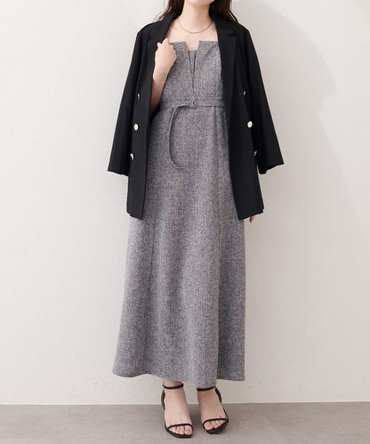 natural couture 前開叉吊帶連衣裙