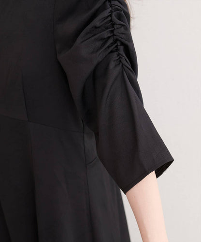 natural couture 花卉提花羊腿袖連衣裙
