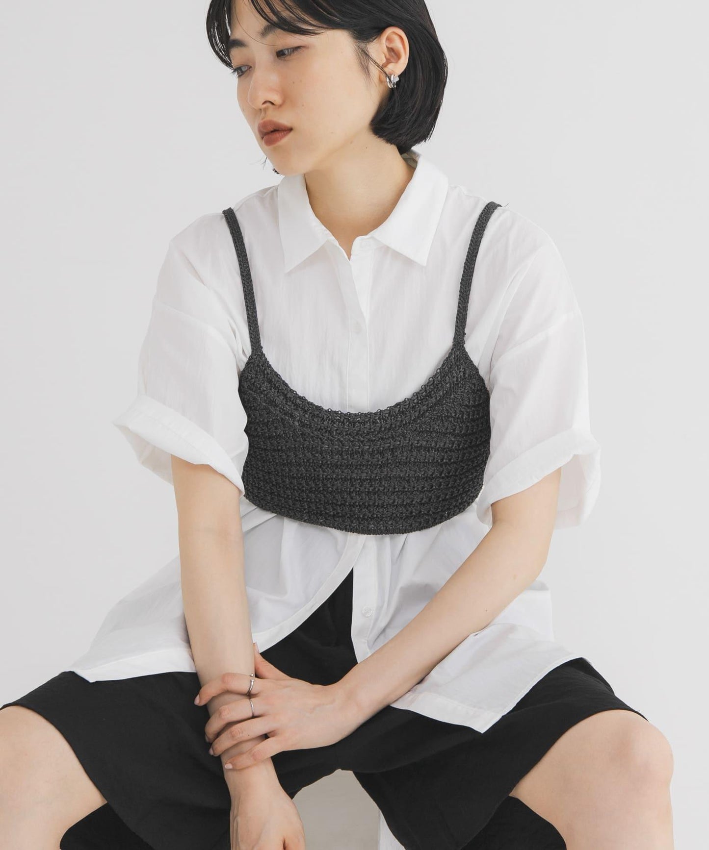 針織馬甲套裝襯衫