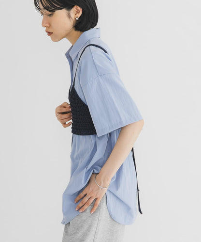 針織馬甲套裝襯衫