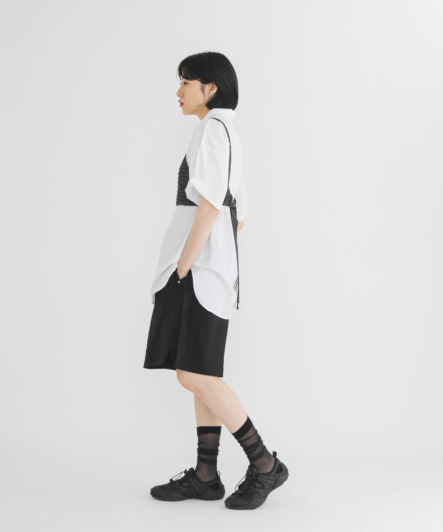 針織馬甲套裝襯衫