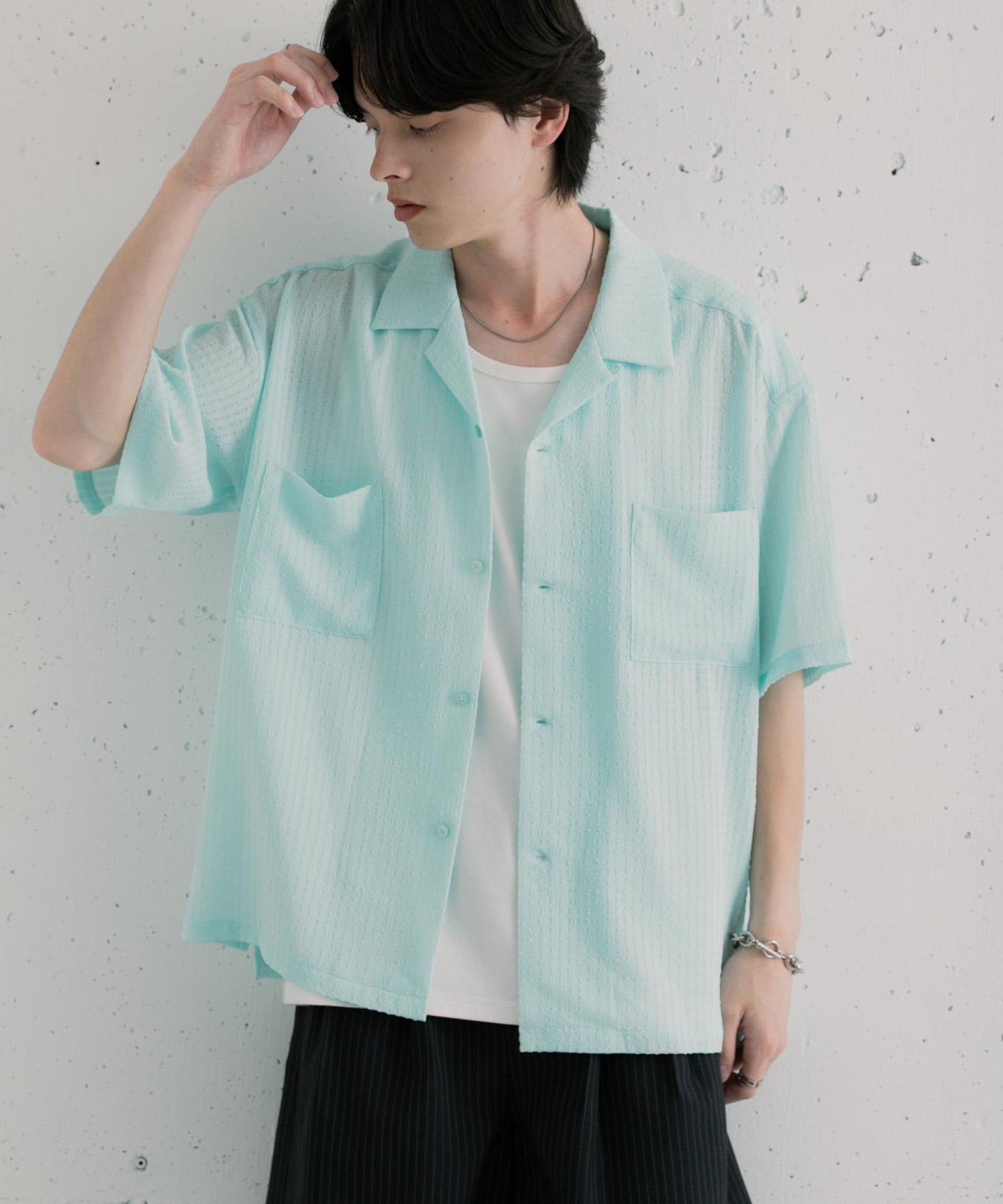 泡泡紗開領襯衫