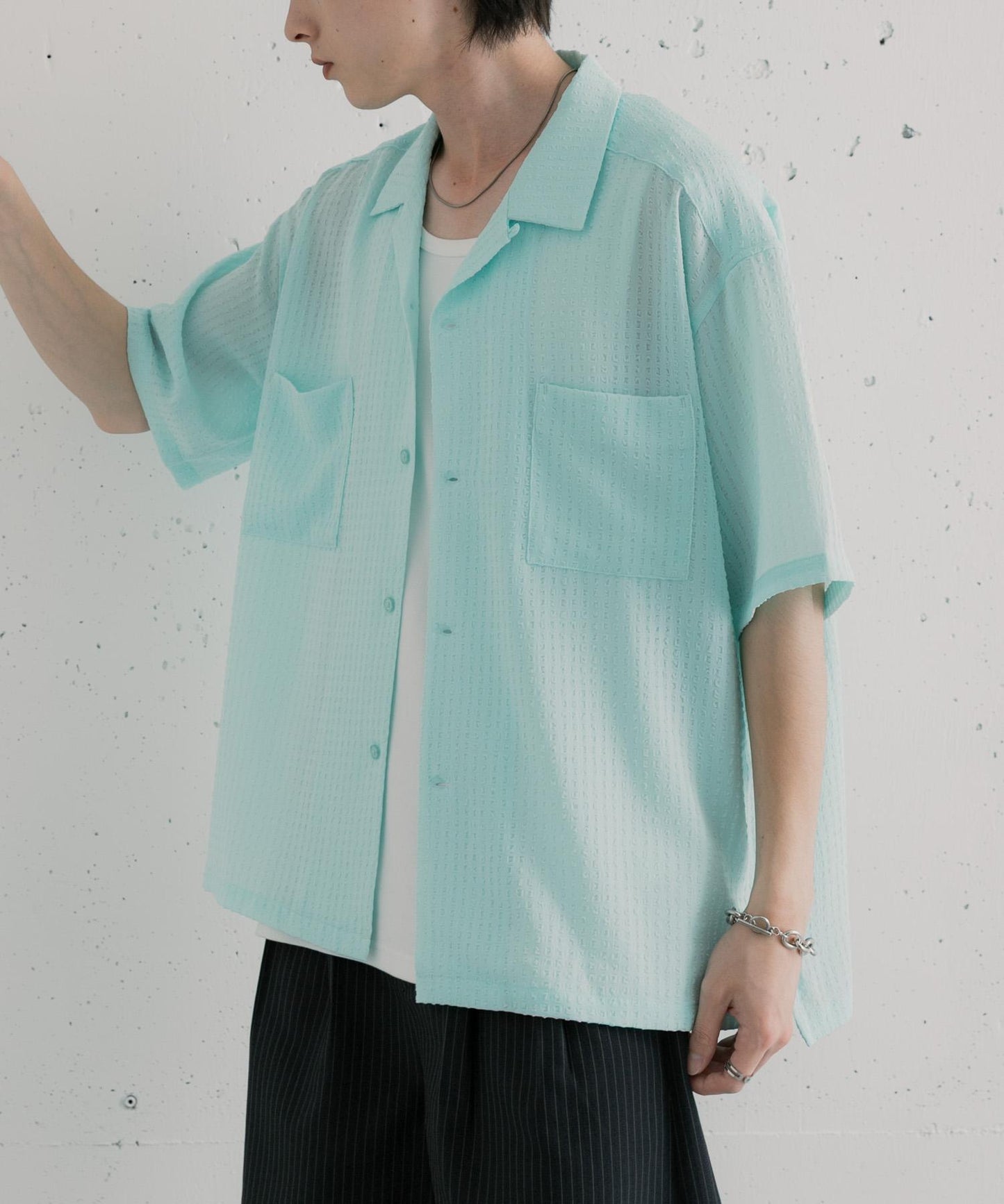 泡泡紗開領襯衫