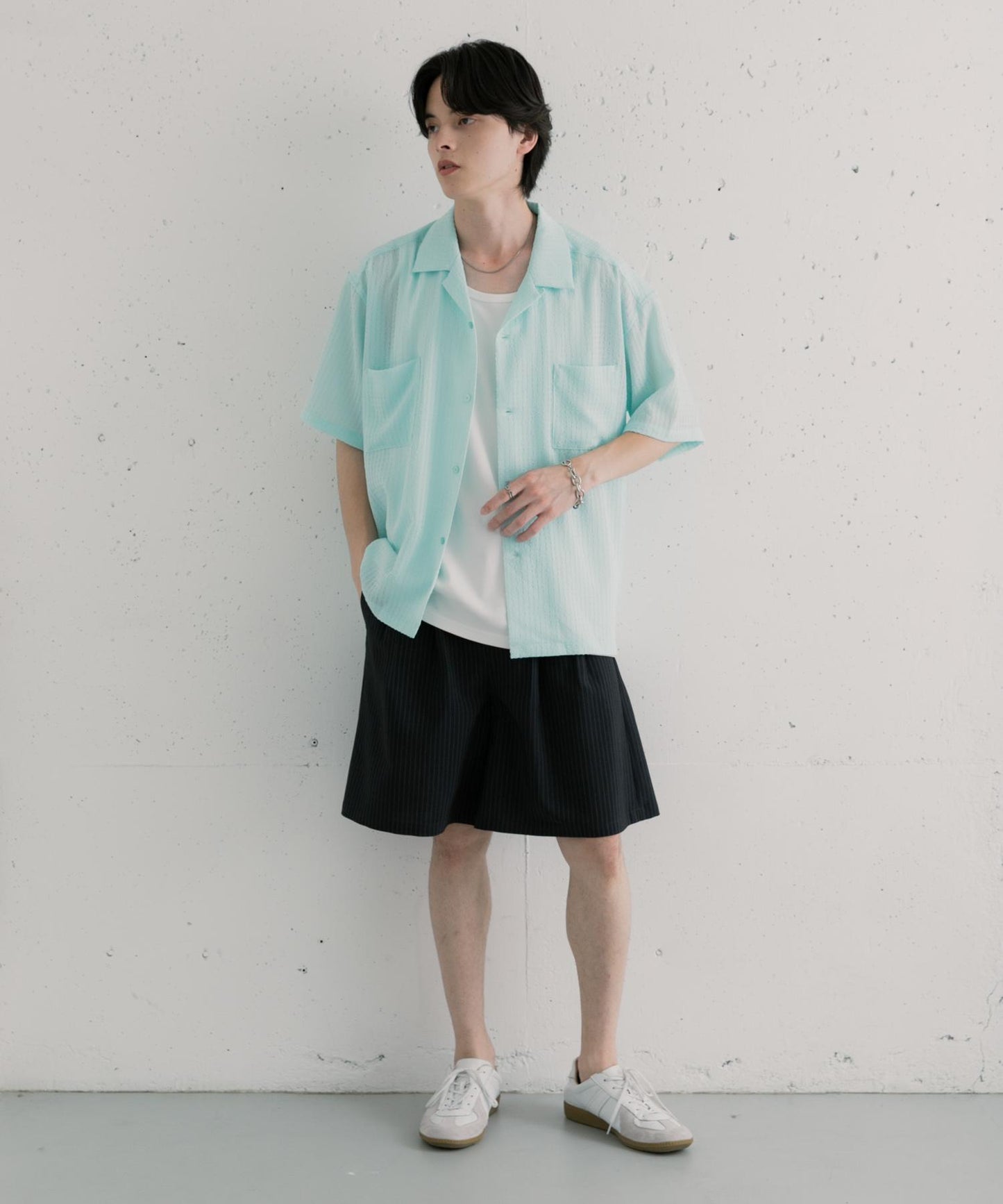 泡泡紗開領襯衫