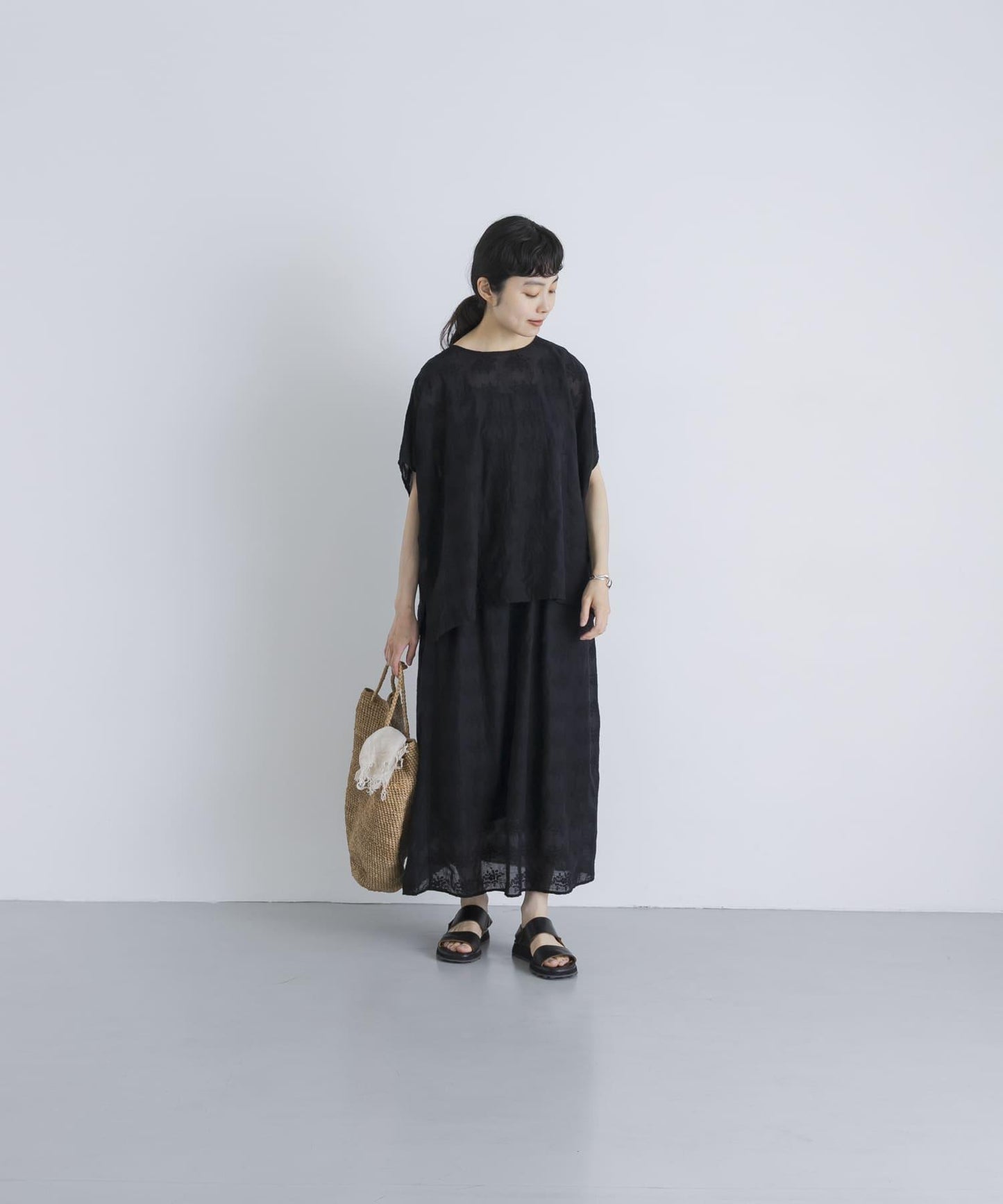 棉質紗布刺繡兩穿襯衫