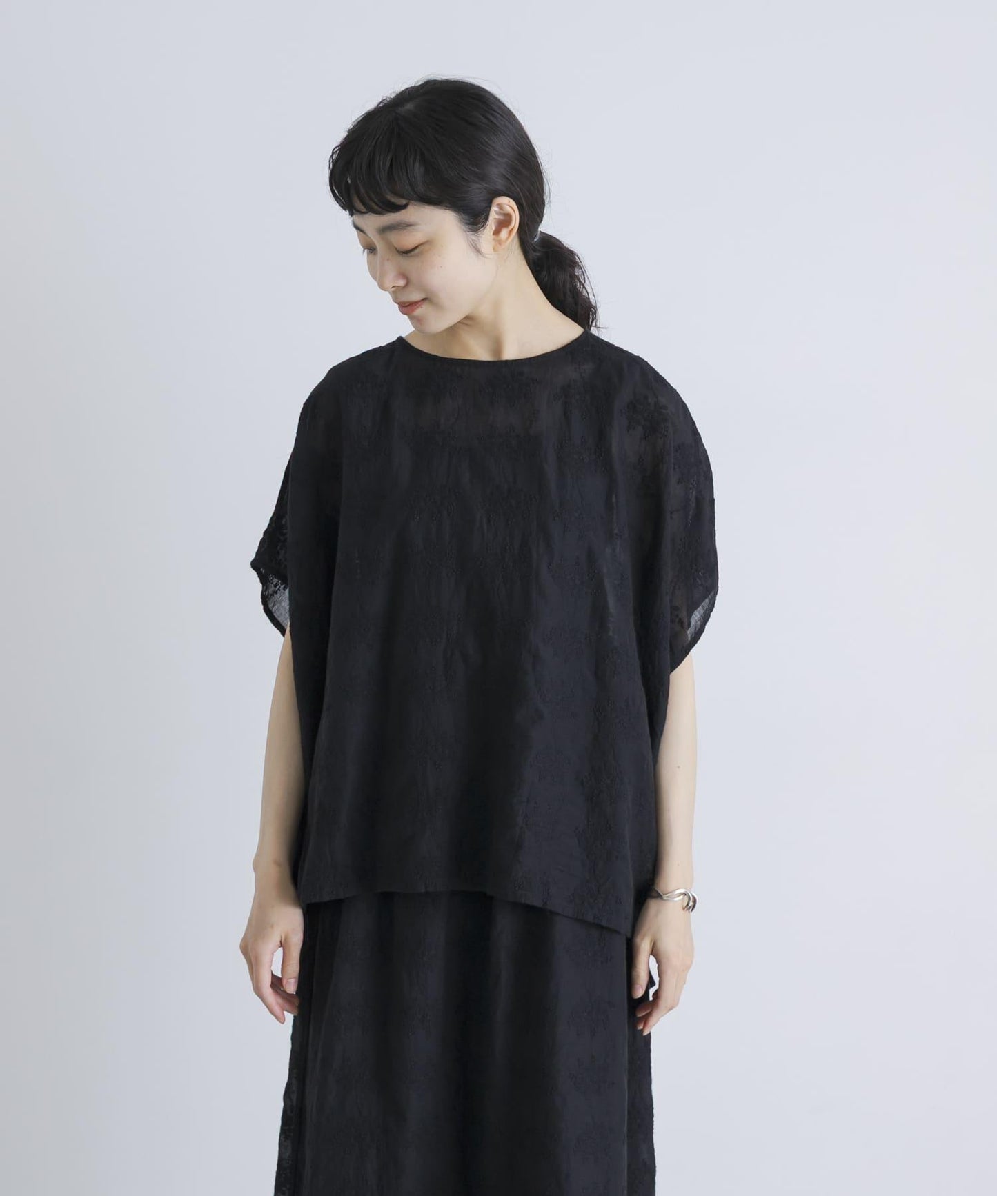 棉質紗布刺繡兩穿襯衫