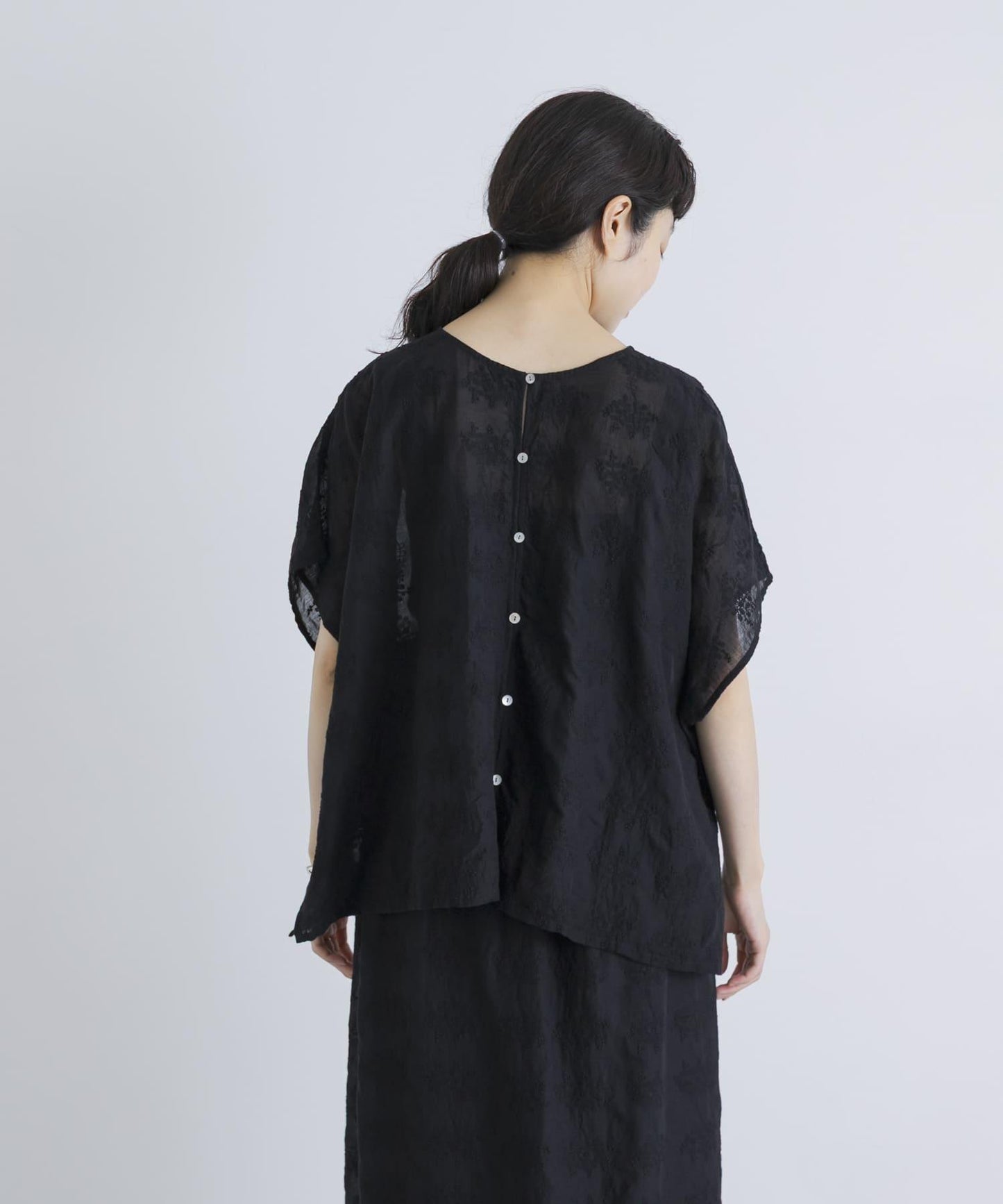 棉質紗布刺繡兩穿襯衫