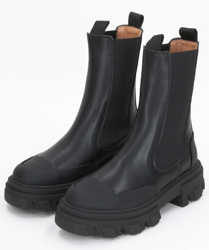 Mid Chelsea Boot Black Stitch 粗跟切爾西靴