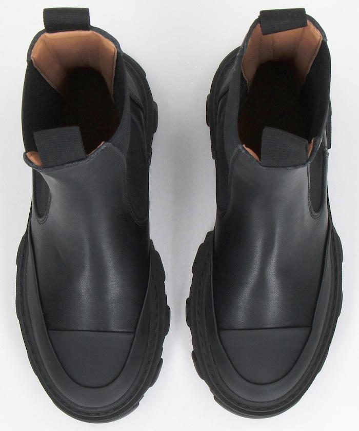 Mid Chelsea Boot Black Stitch 粗跟切爾西靴