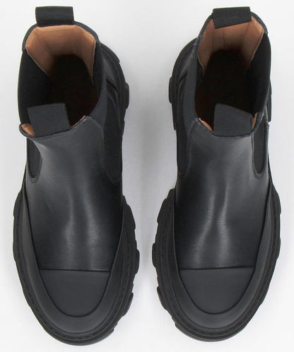 Mid Chelsea Boot Black Stitch 粗跟切爾西靴