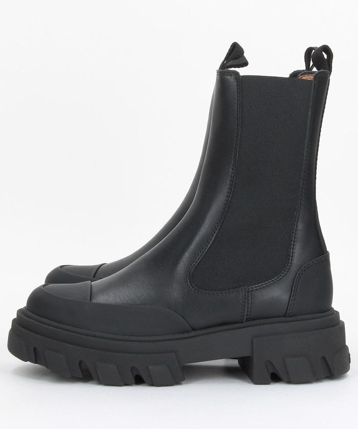 Mid Chelsea Boot Black Stitch 粗跟切爾西靴