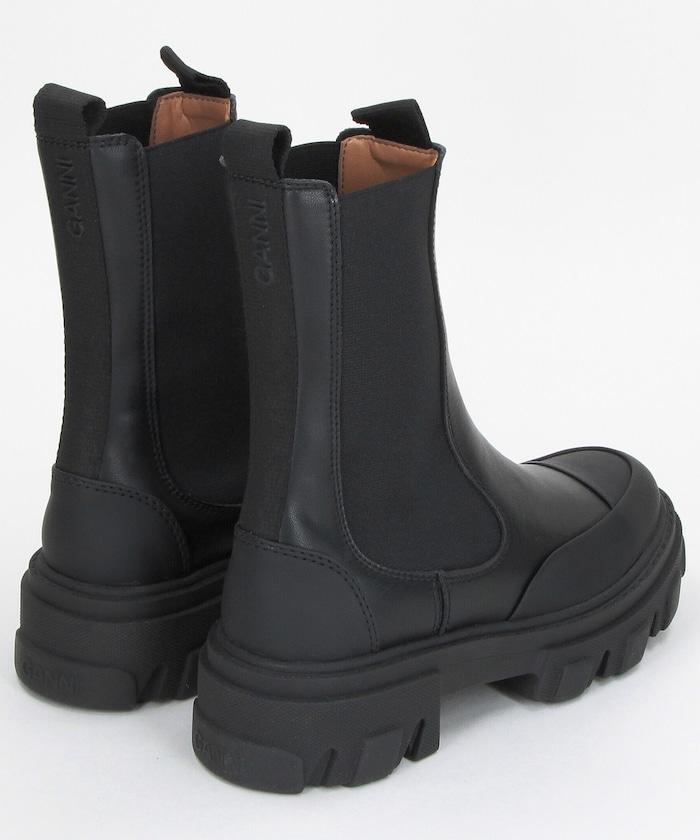 Mid Chelsea Boot Black Stitch 粗跟切爾西靴