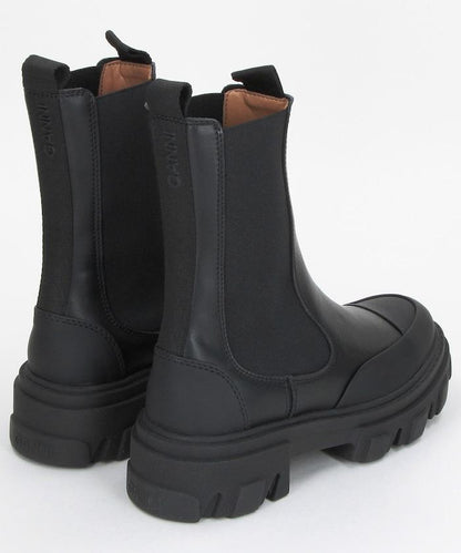 Mid Chelsea Boot Black Stitch 粗跟切爾西靴