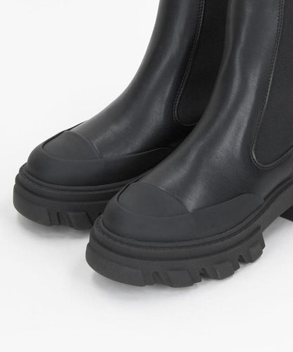 Mid Chelsea Boot Black Stitch 粗跟切爾西靴