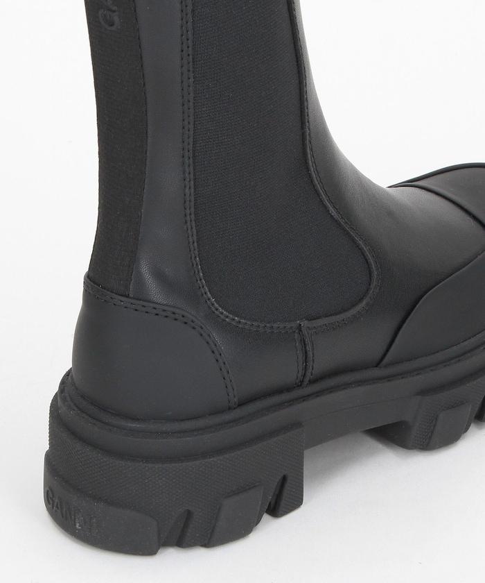 Mid Chelsea Boot Black Stitch 粗跟切爾西靴