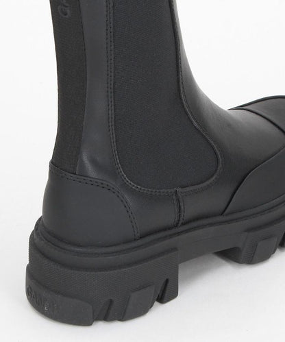 Mid Chelsea Boot Black Stitch 粗跟切爾西靴
