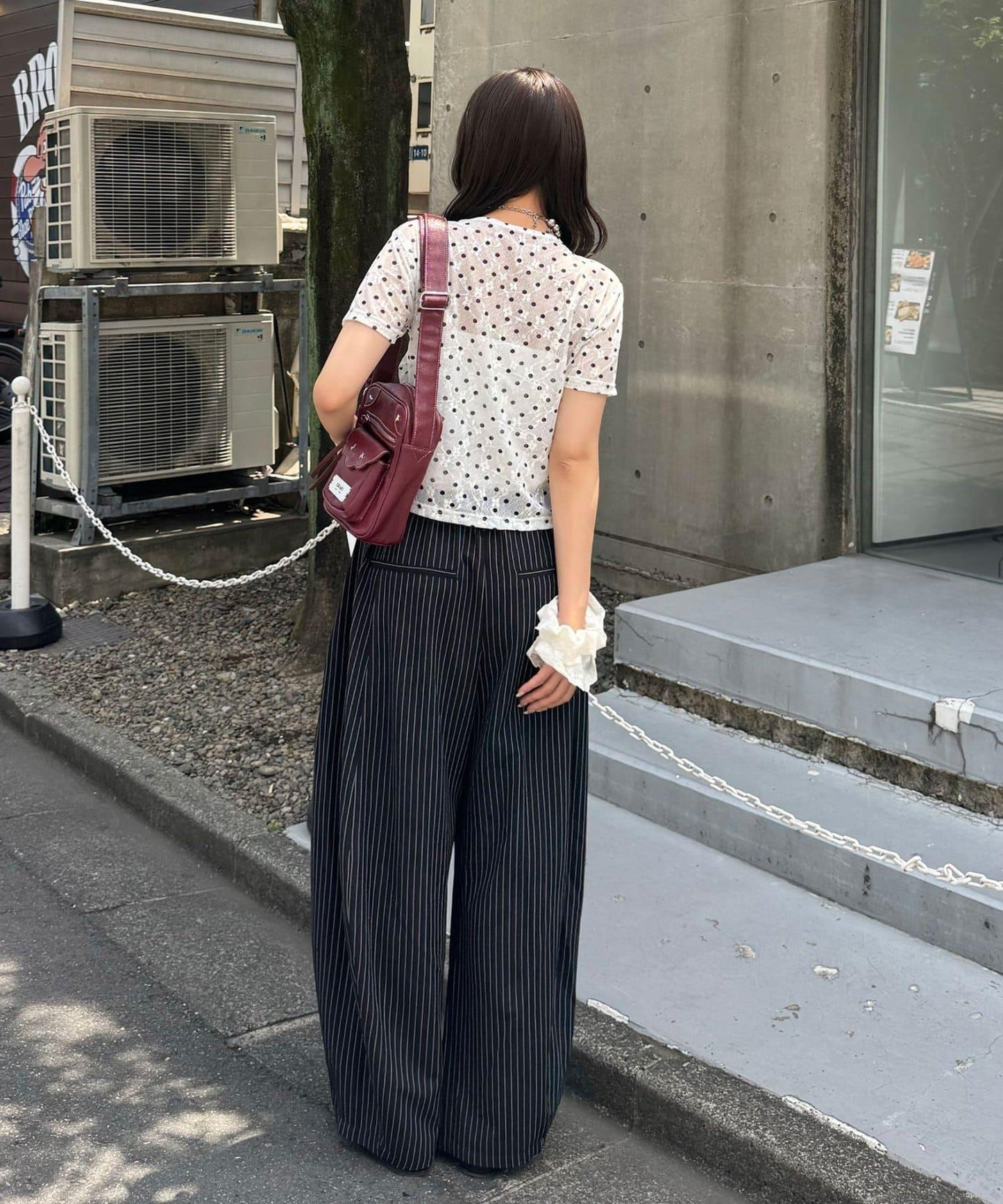 前幅褶皺波點上衣