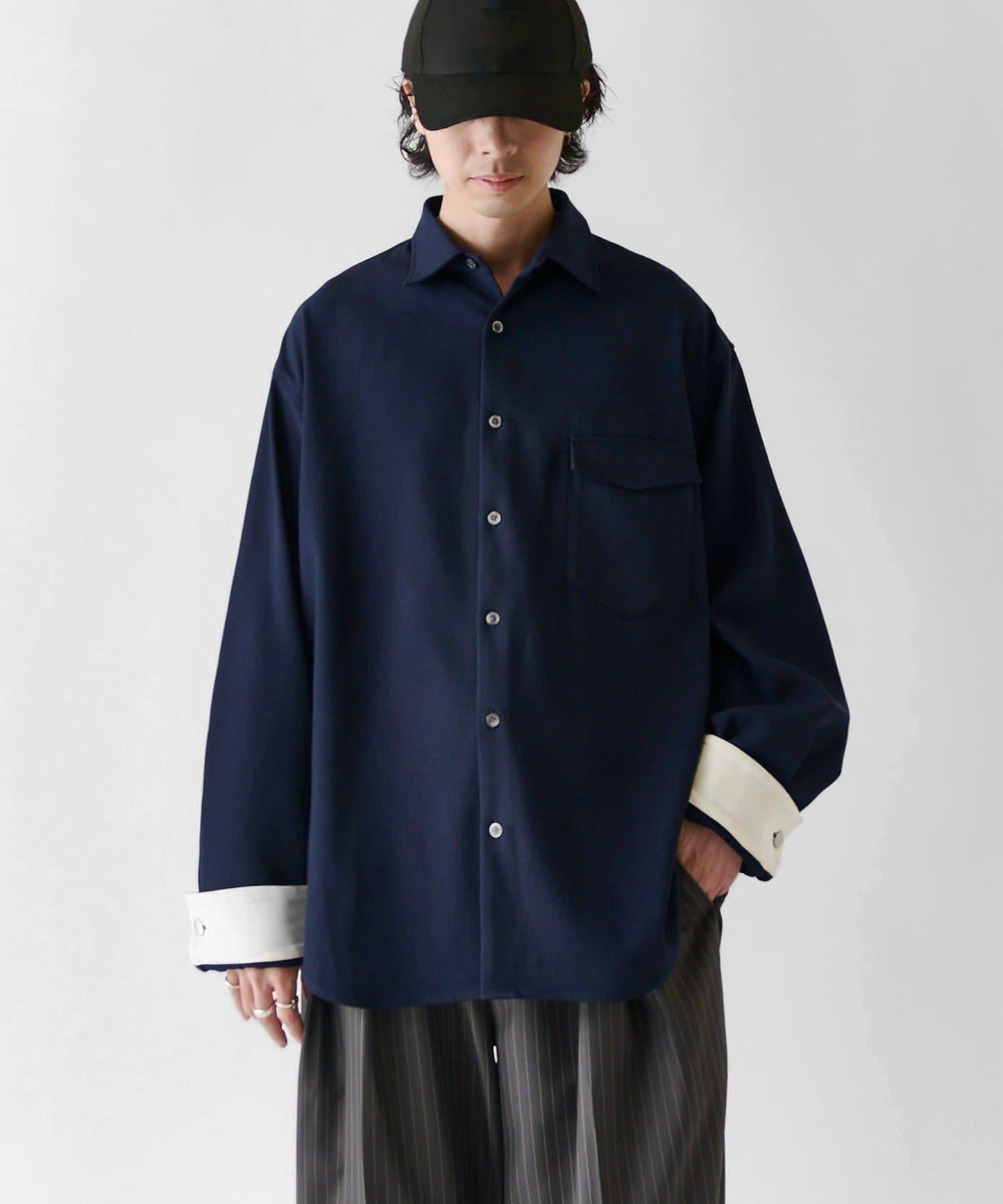 Neucon ニューコン 拼色寬袖口襯衫 2WAY
