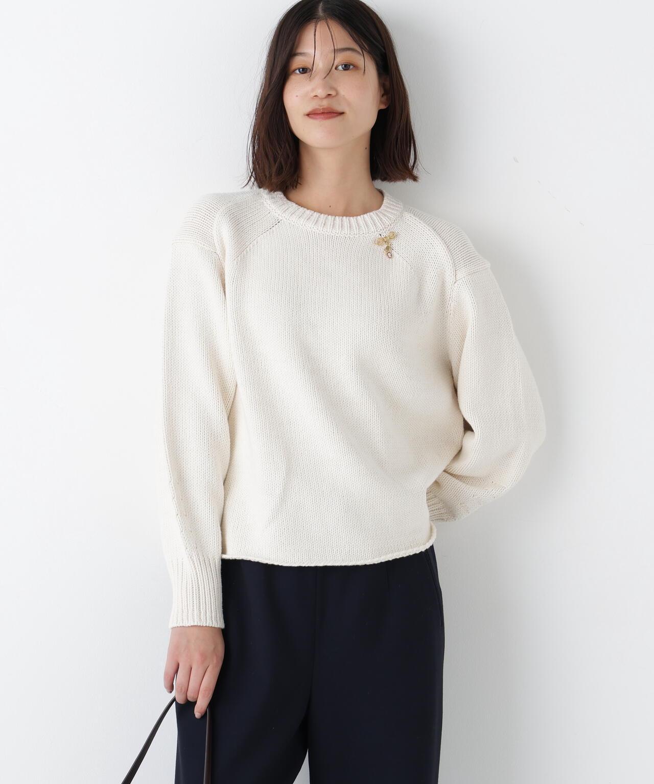 可機洗棉混粗針織套頭衫