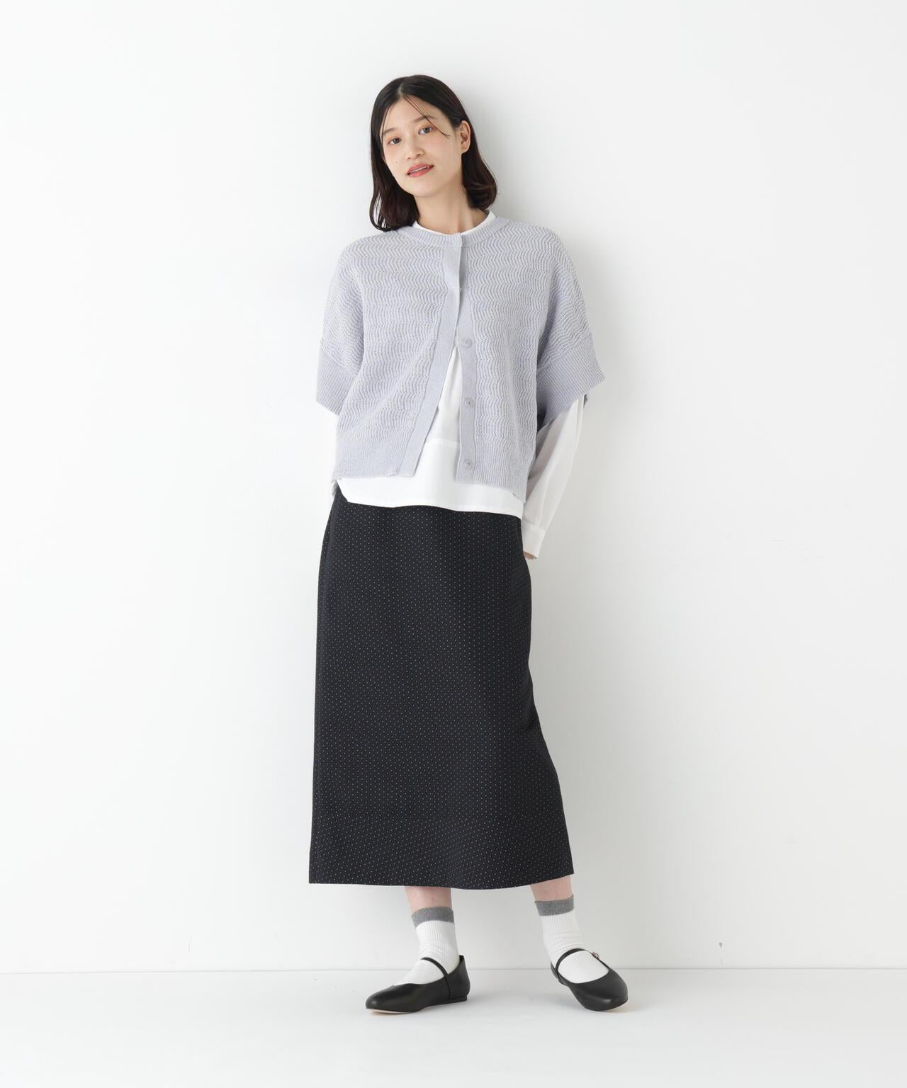 棉滌人字紋短袖開衫