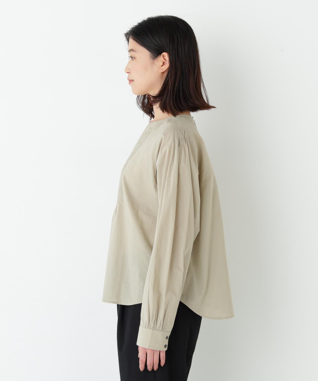 可水洗 印度刺繡無領襯衫