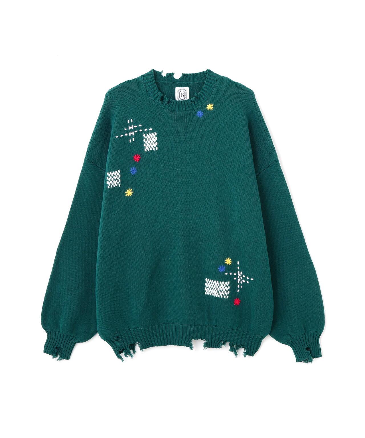B omnivore HAND STITCH CREWNECK KNIT 手工縫線圓領針織衫