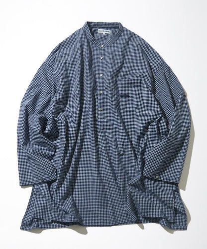 Indigo Madras Check 套頭立領襯衫