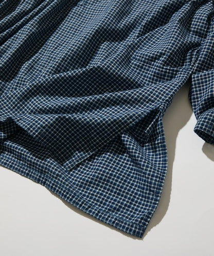 Indigo Madras Check 套頭立領襯衫