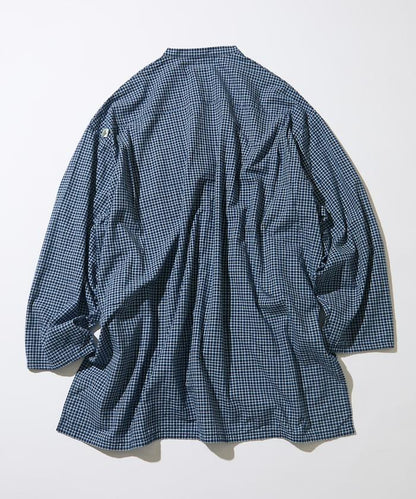 Indigo Madras Check 套頭立領襯衫