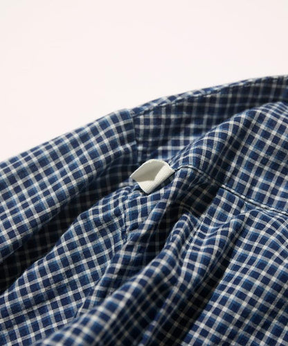 Indigo Madras Check 套頭立領襯衫