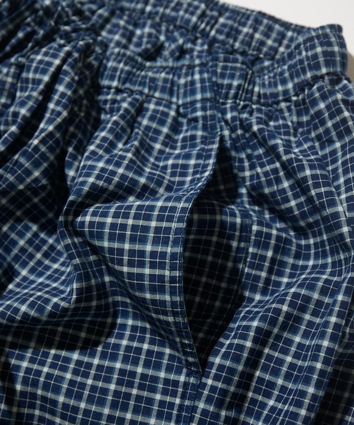 Indigo Madras Check 九分休閒褲