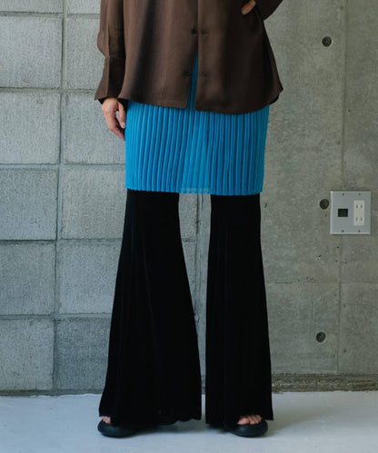 黑色 Sheer rib flared leggings