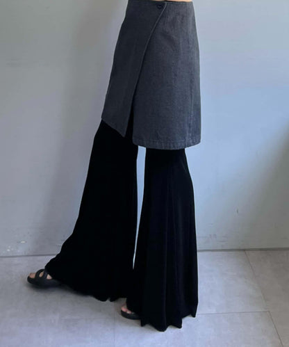 黑色 Sheer rib flared leggings