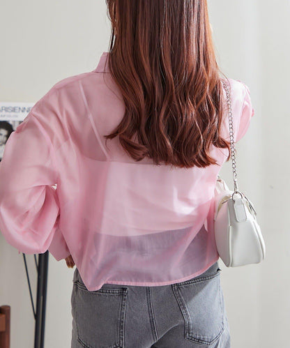 【continuer】袖クシュクシュシアーシャツ