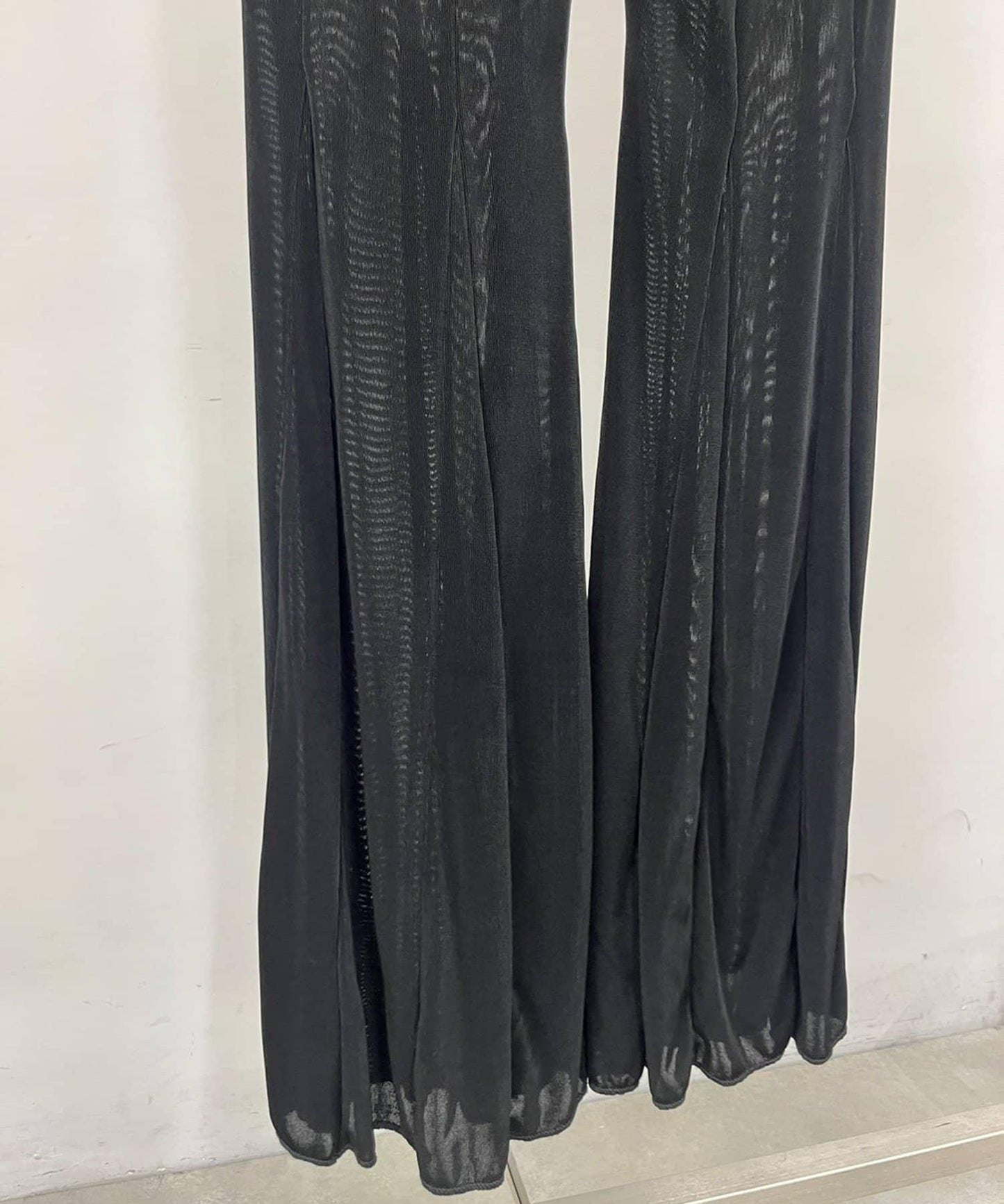 黑色 Sheer rib flared leggings