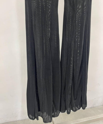 黑色 Sheer rib flared leggings
