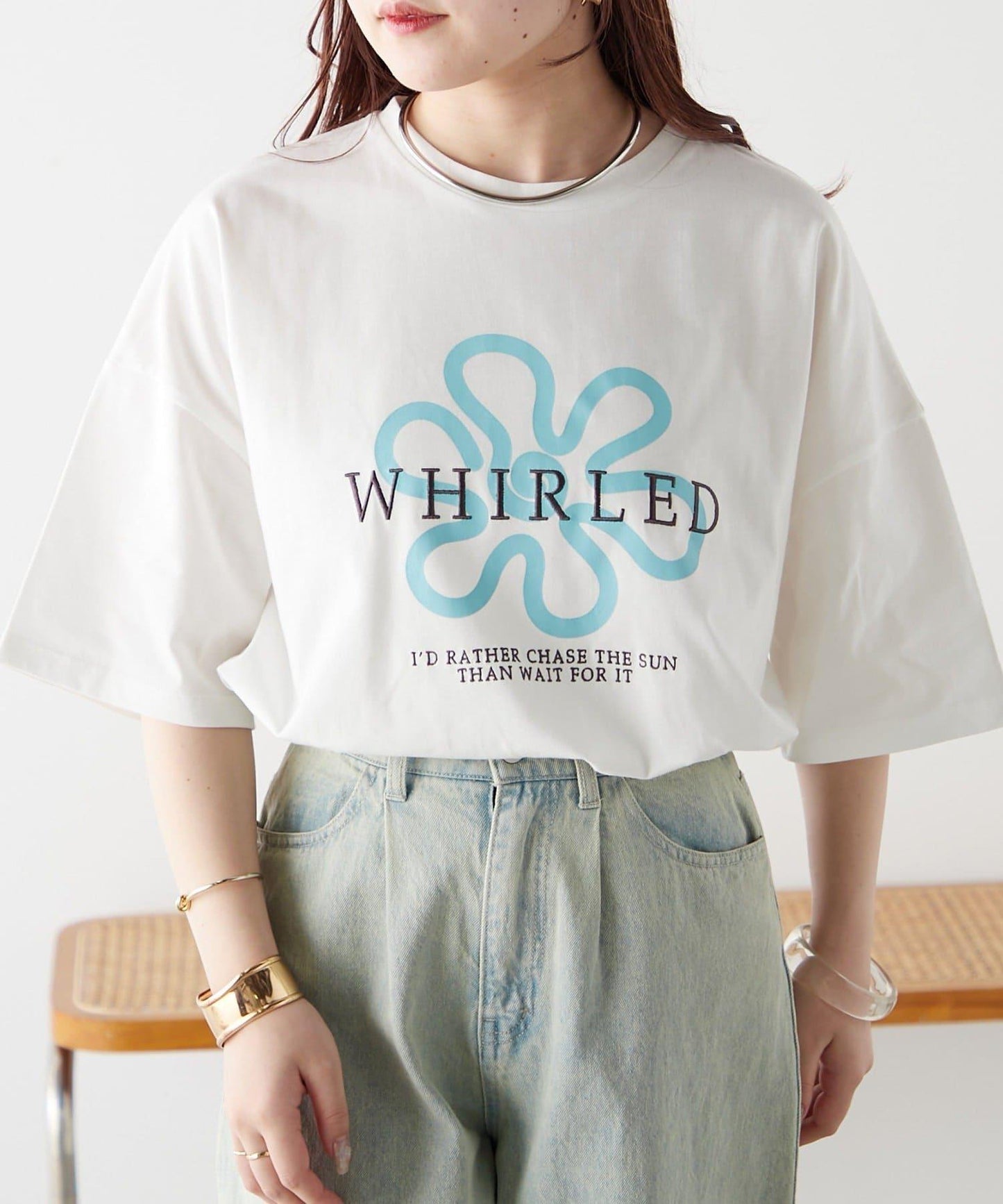 【continuer】アート花ロゴ刺繍T