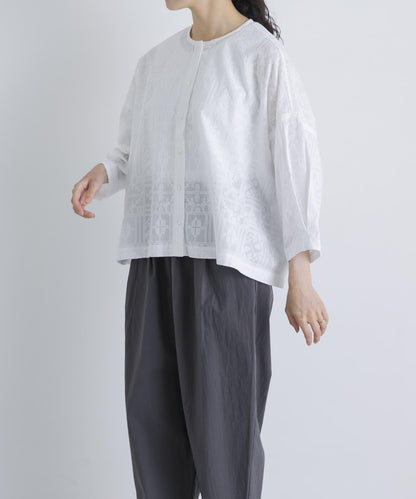 棉質刺繡闊腿襯衫