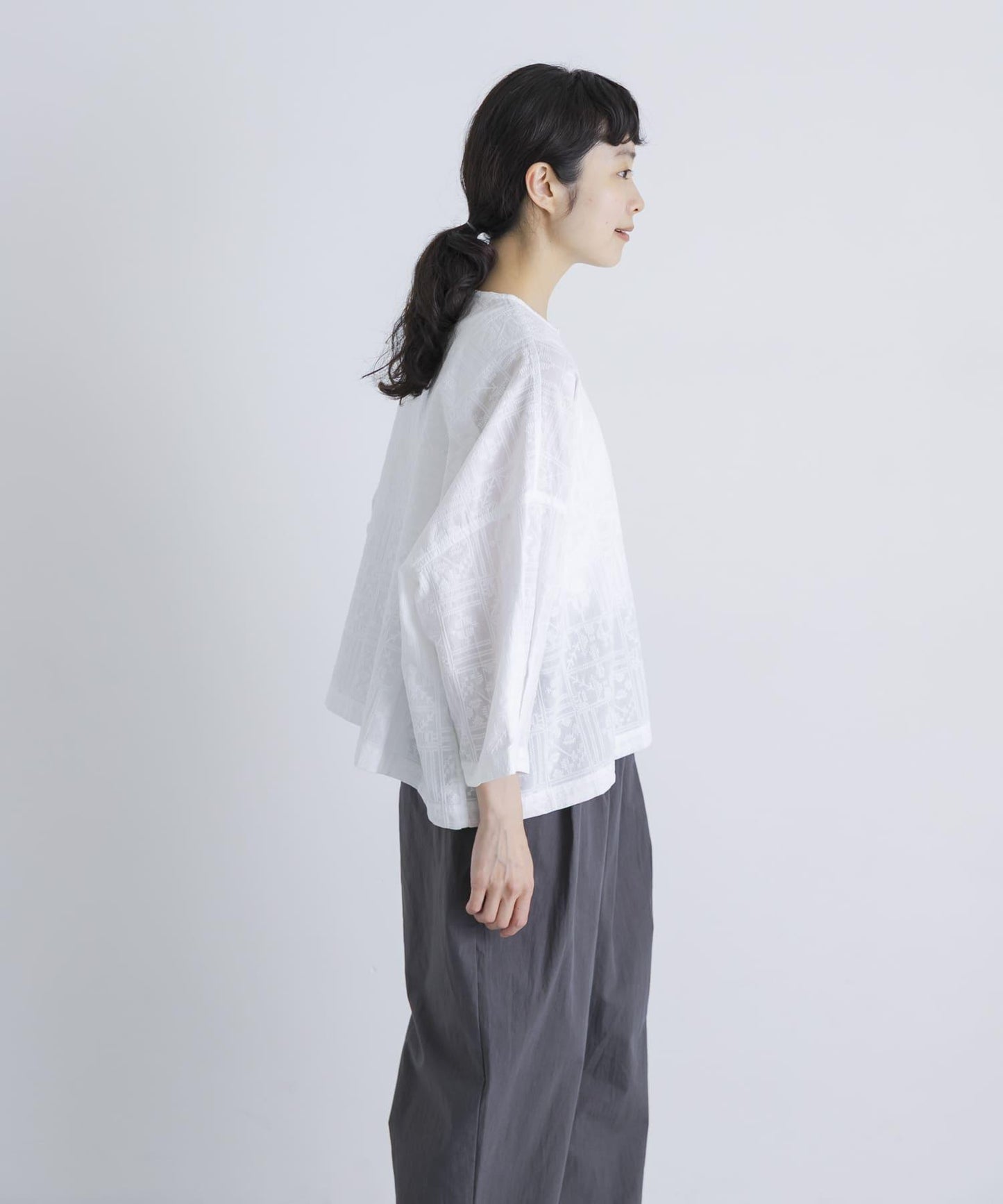 棉質刺繡闊腿襯衫