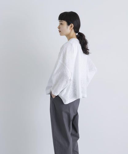 棉質刺繡闊腿襯衫