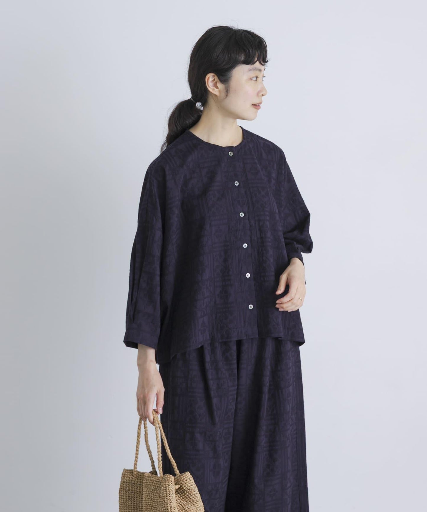 棉質刺繡闊腿襯衫