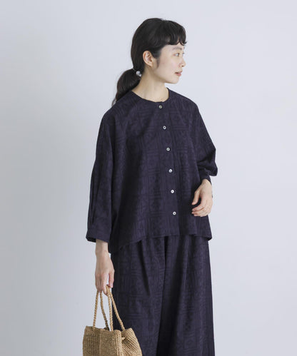棉質刺繡闊腿襯衫