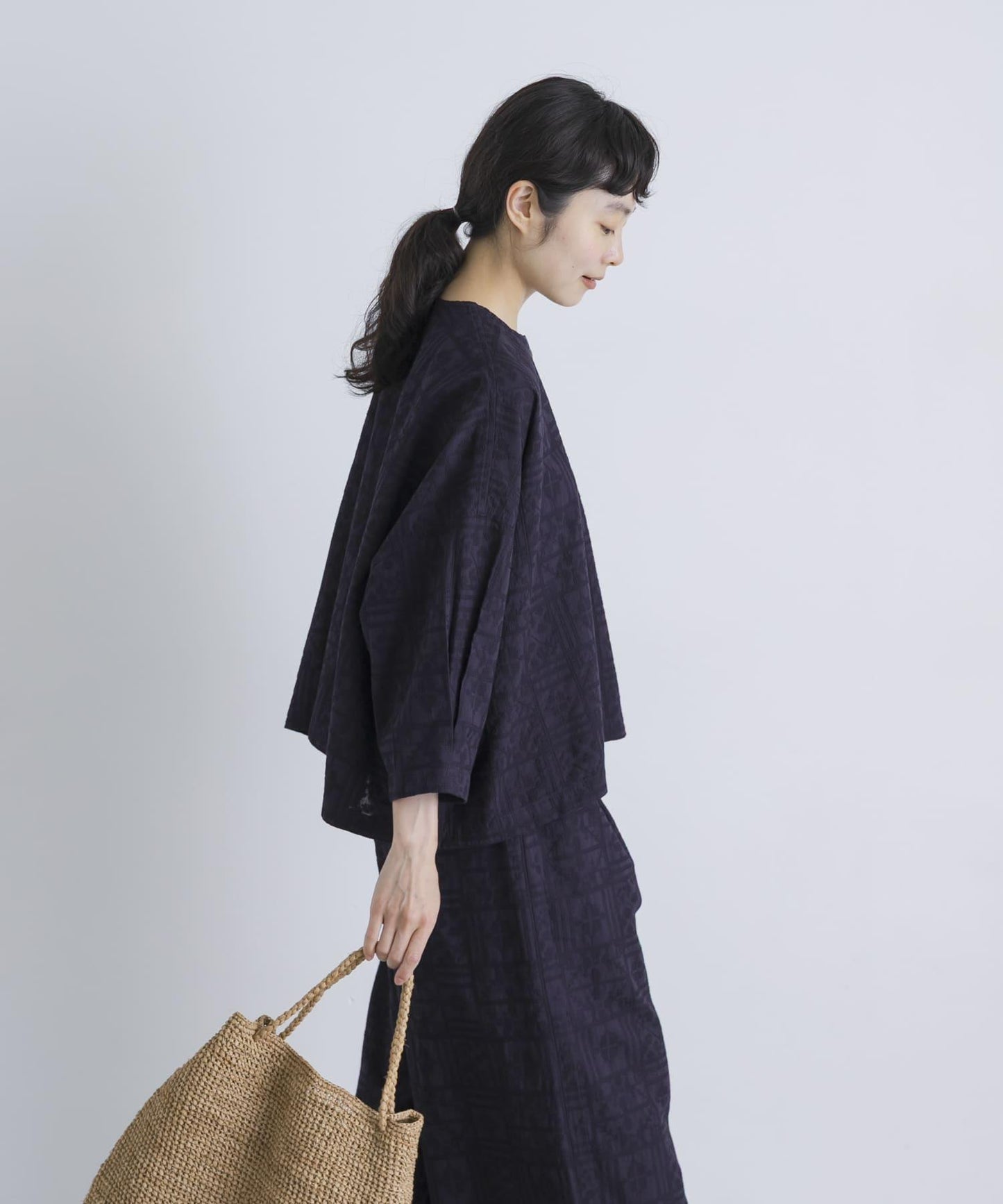 棉質刺繡闊腿襯衫