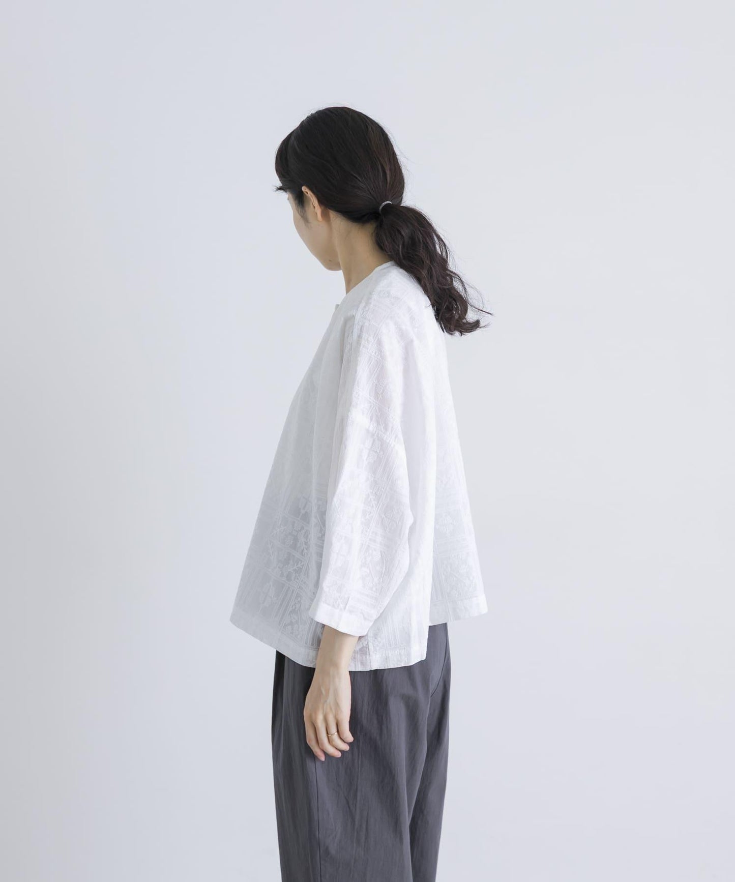 棉質刺繡闊腿襯衫